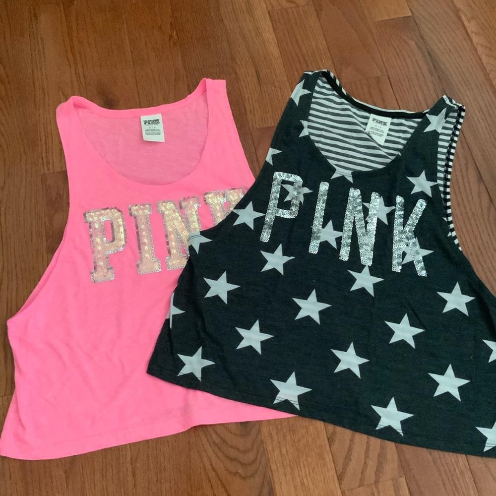SOLD VS PINK sequin tank tops (two)